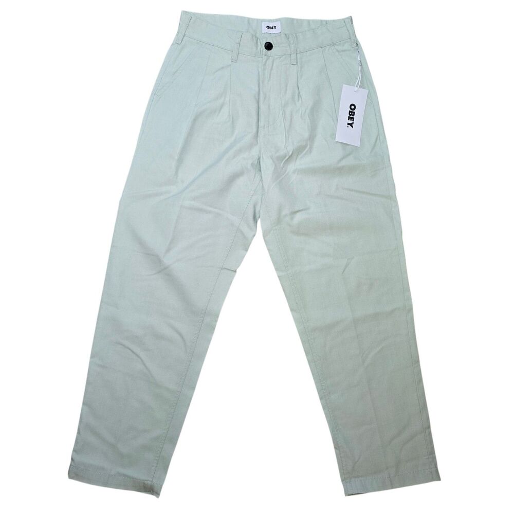 OBEY Men's FUBAR Pleated Pants Surf Spray/ Mint Green NWT Size 27 Waist